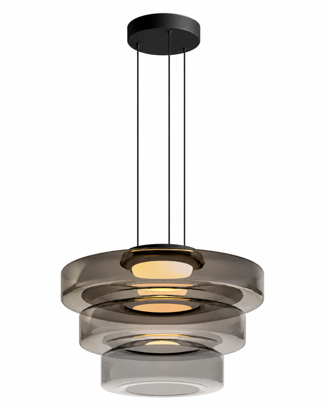 Suspension verre Wabi-sabi : Triple coupelle 25+35+45 cm