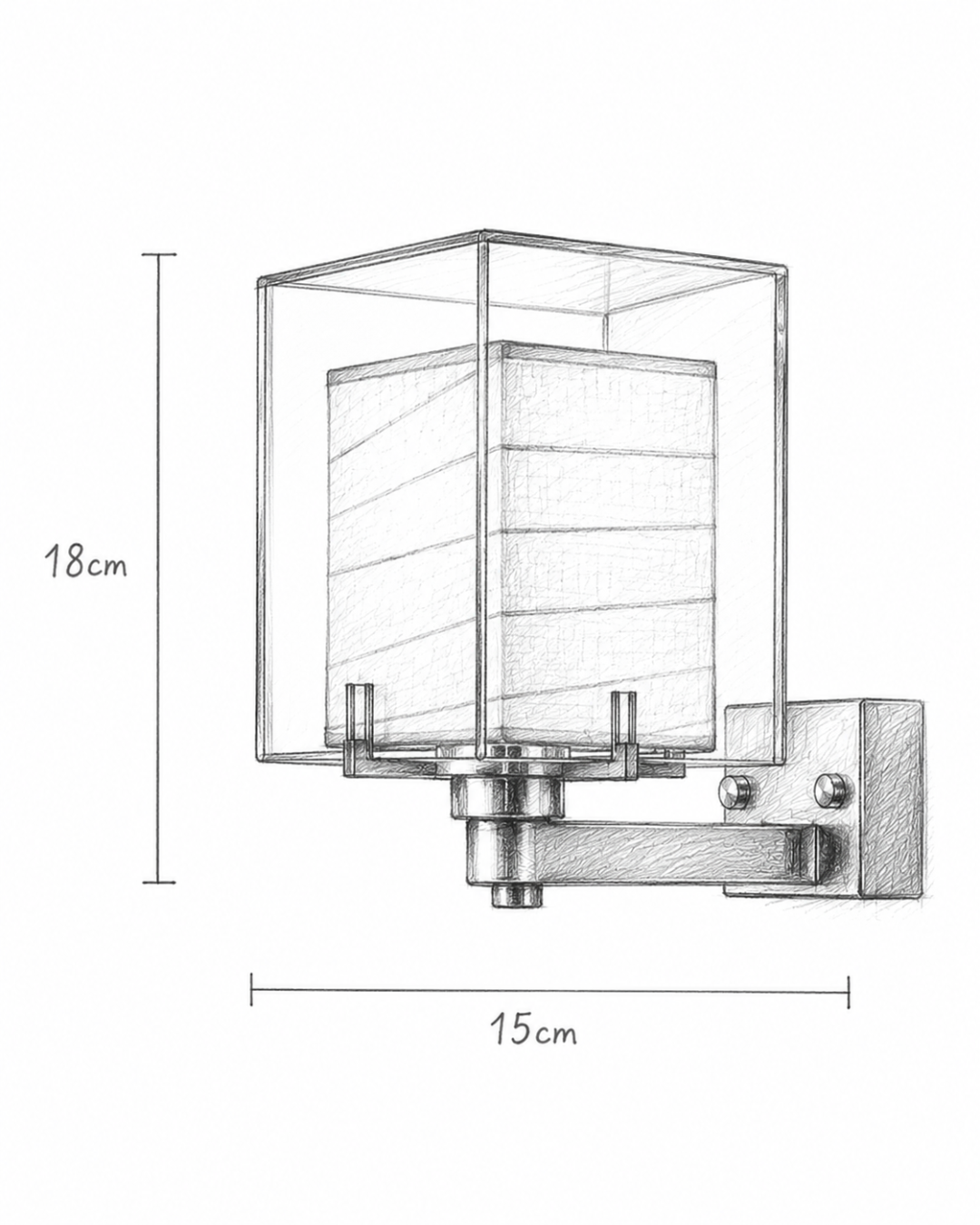 Applique murale chevet : abat-jour cube papier et structure cristal