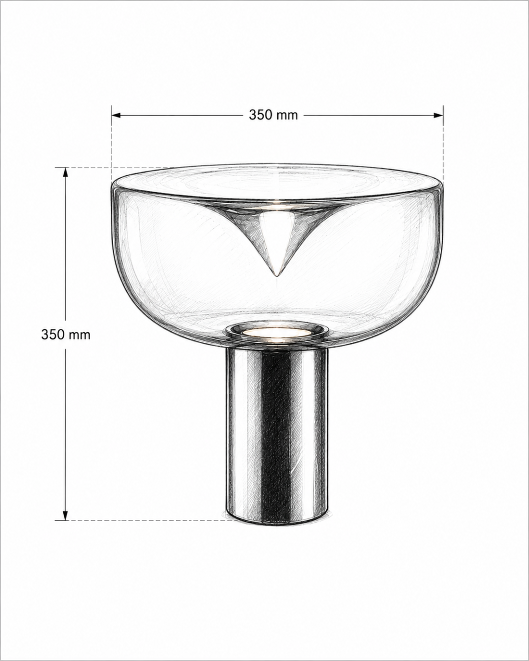 Lampe de table verre et métal : Bol lumineux