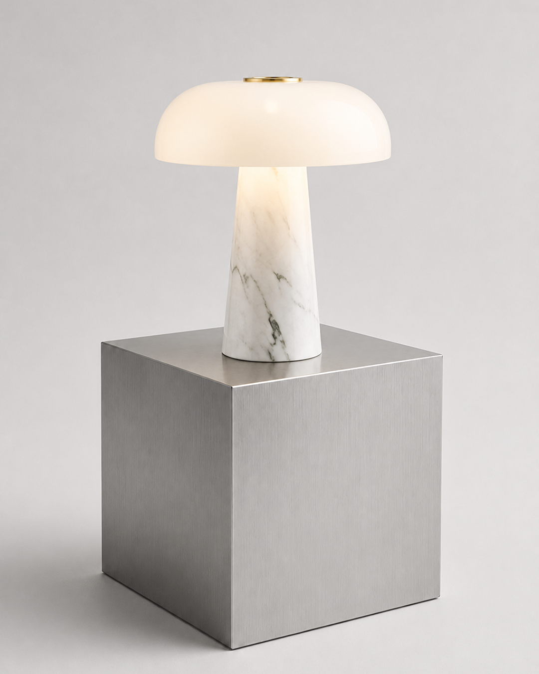 Lampe à poser champignon : marbre et verre