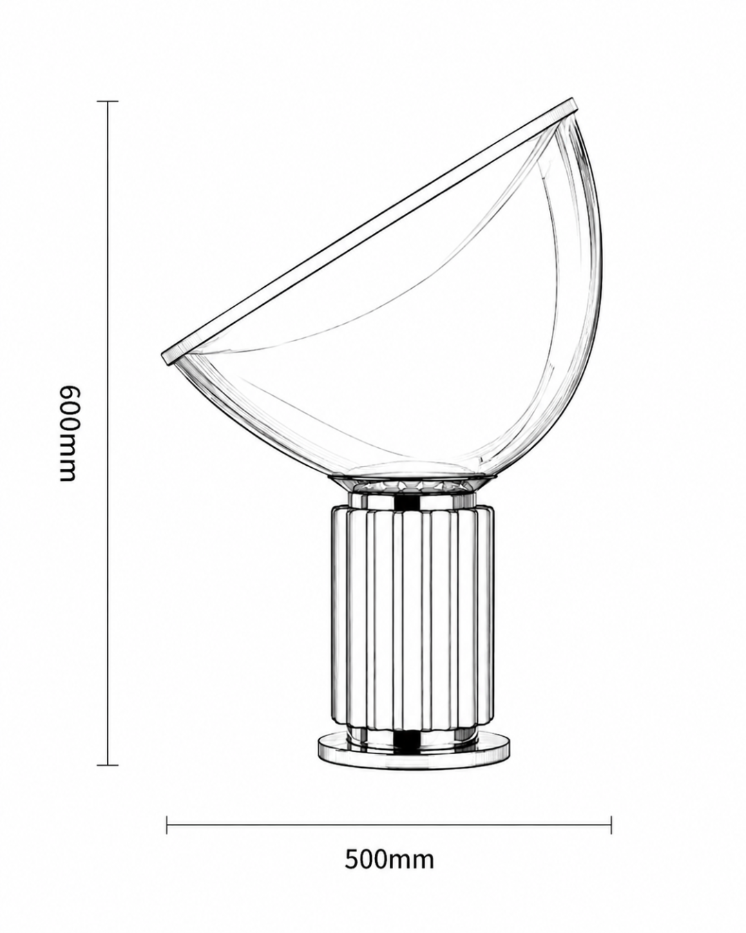 Lampe de table verre et métal : Écran incliné grand format