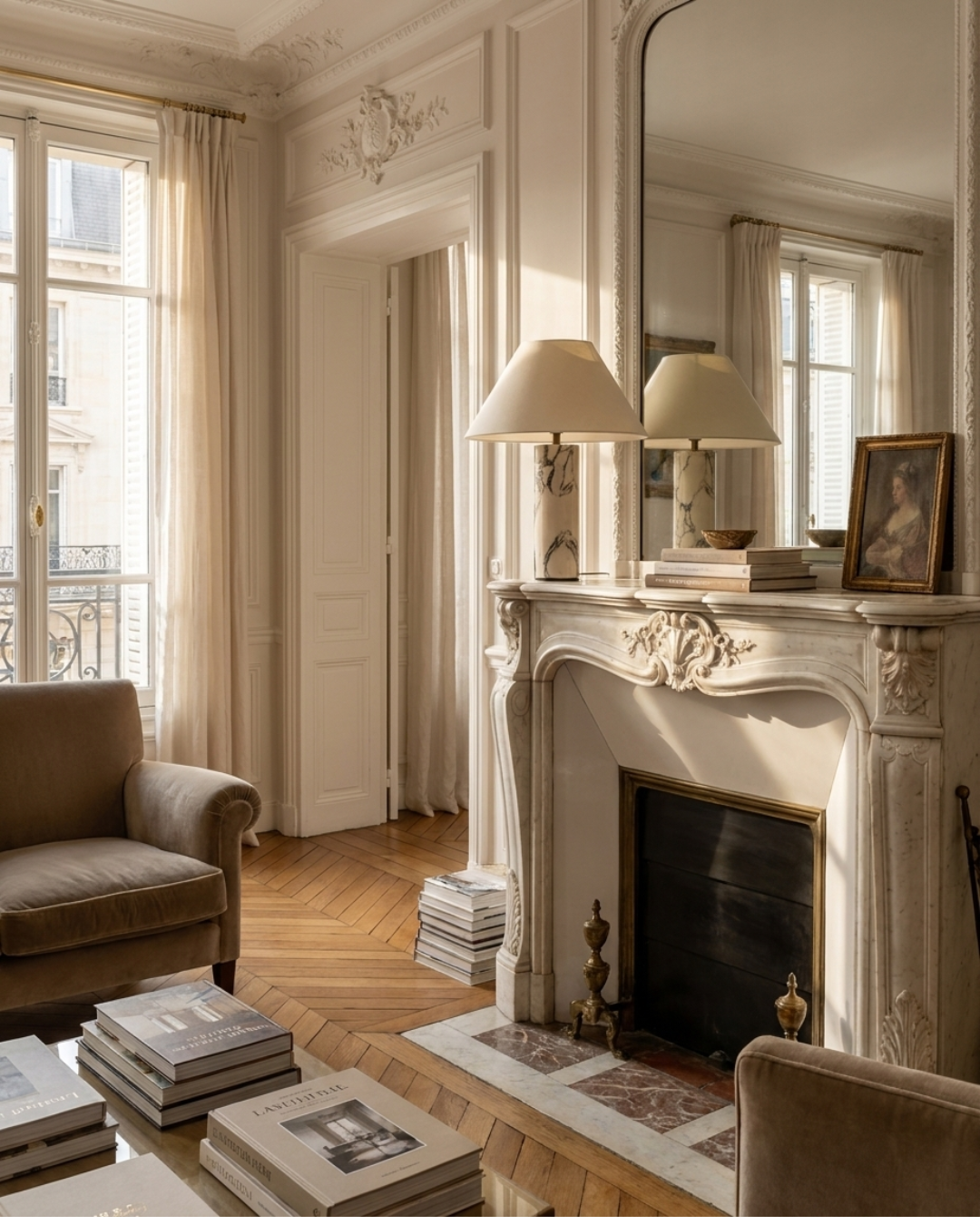 Lampe à poser : pied marbre Borghini et abat-jour conique