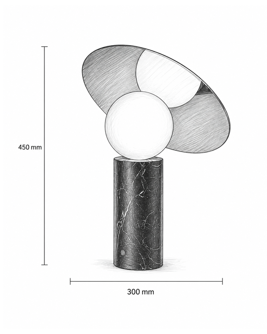 Lampe de table marbre et métal : Globe et disque