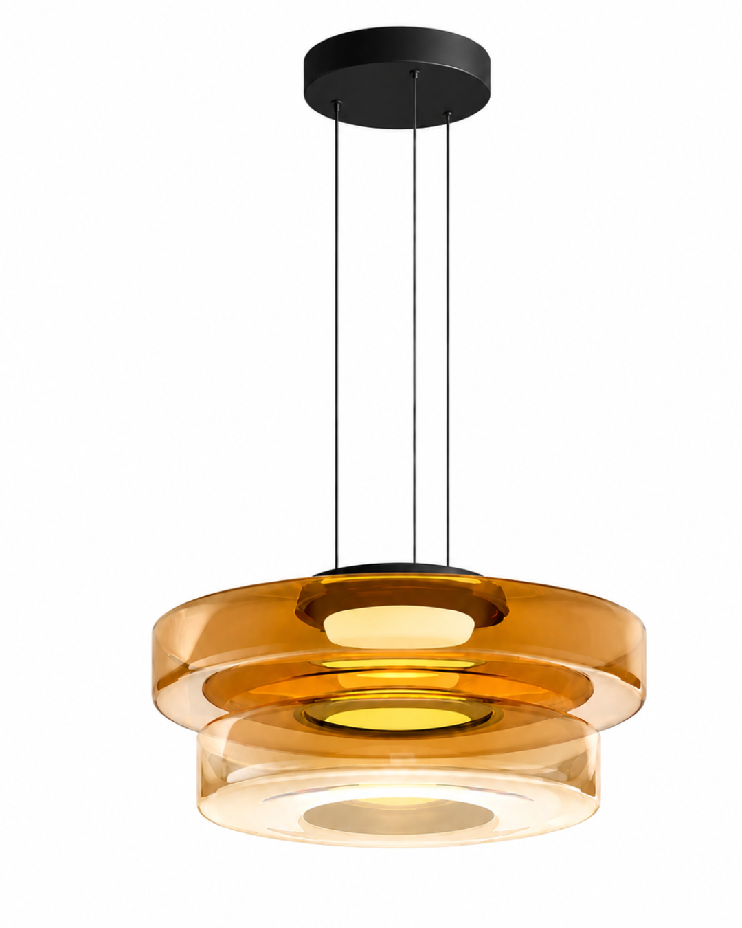 Suspension verre Wabi-sabi : Double coupelle 25+35 cm