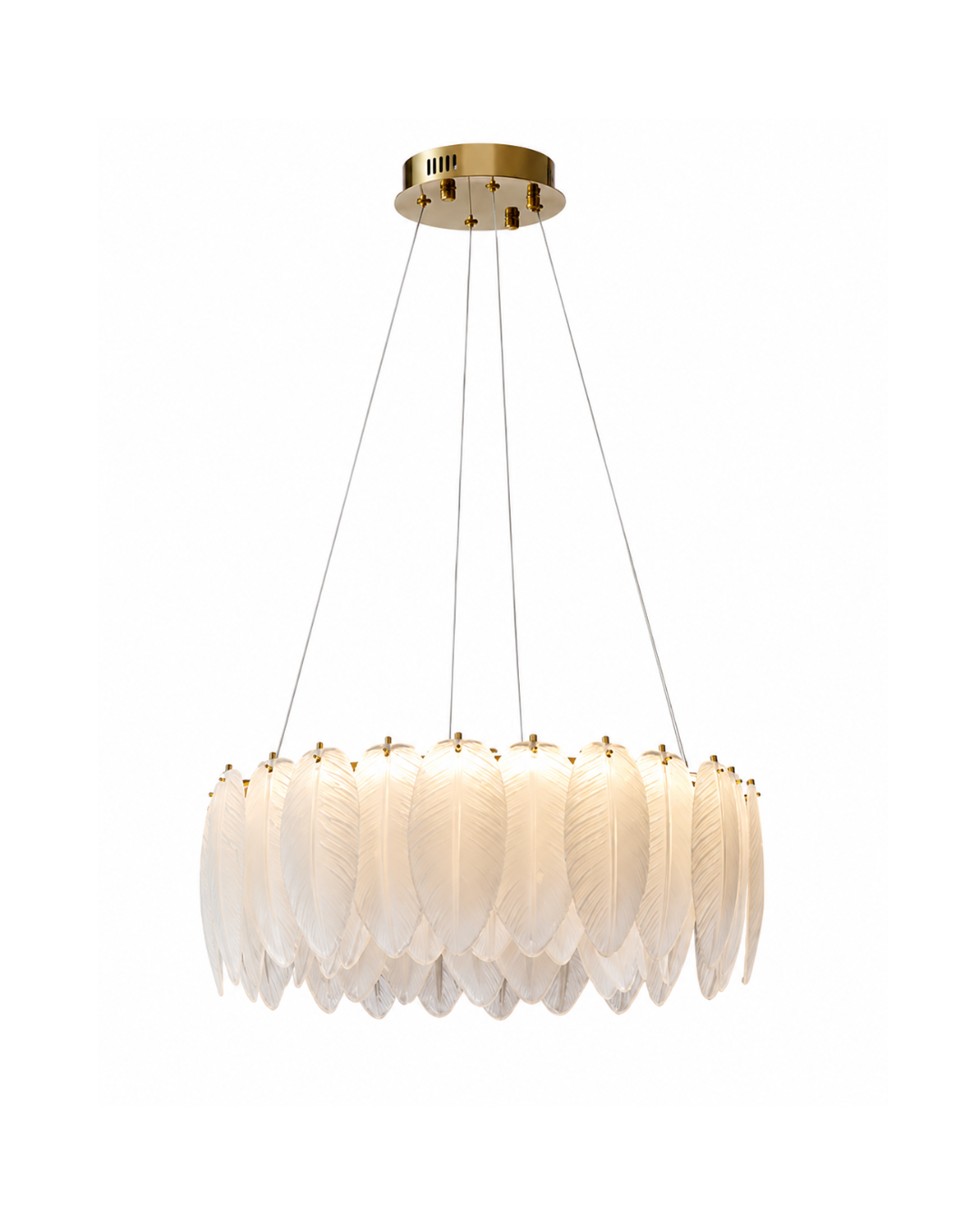Suspension anneau plumes : finition titane et spectre complet