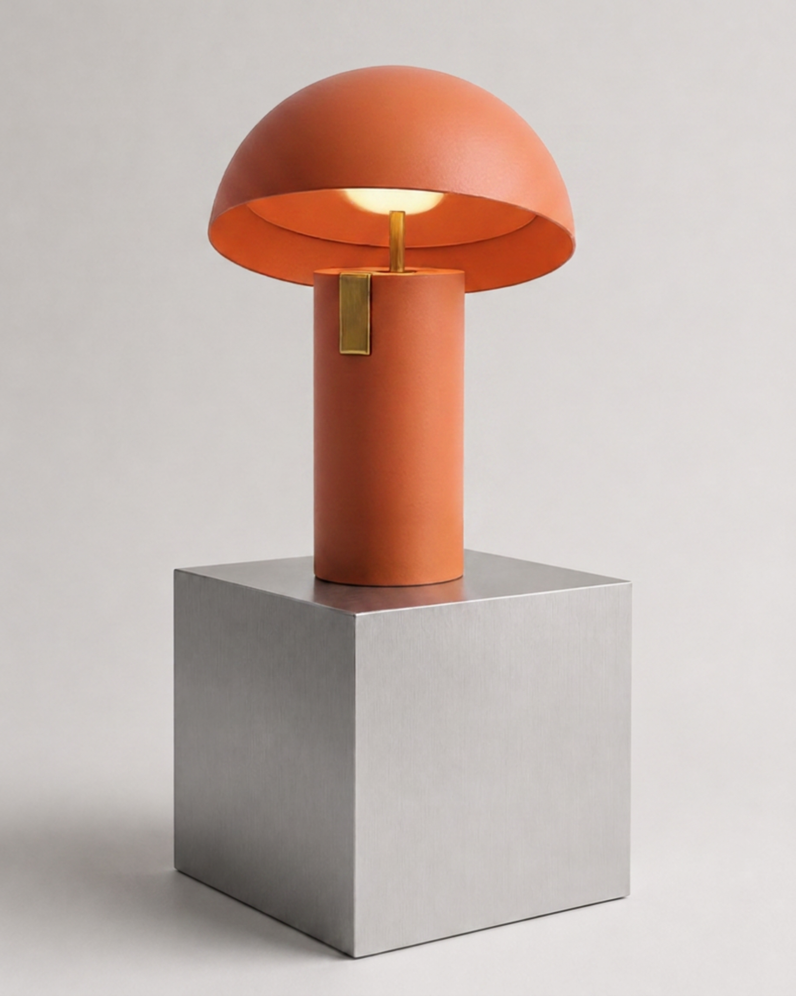 Lampe de table métal émaillé : Champignon tricolore
