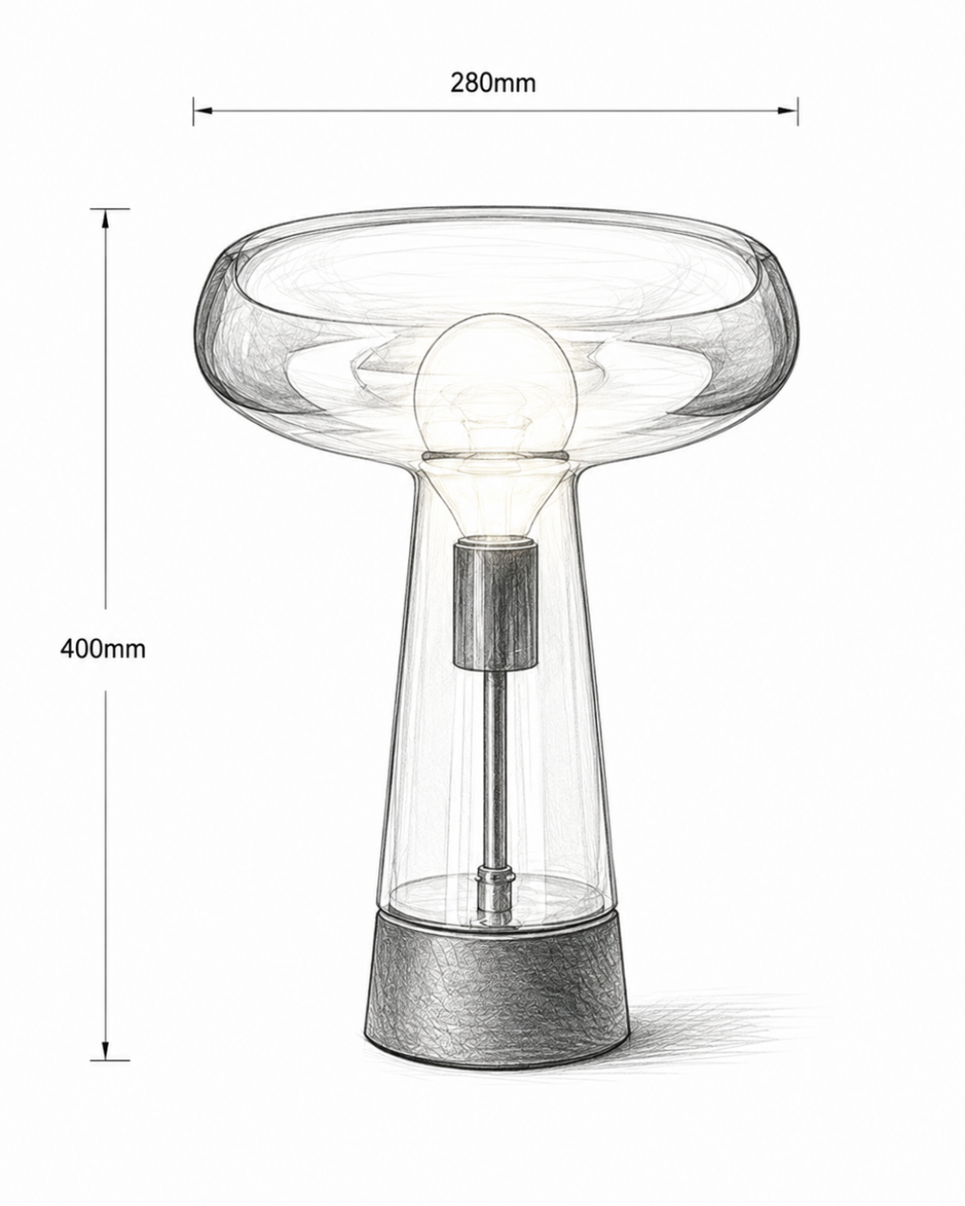 Lampe de table verre et métal : Composition bleue