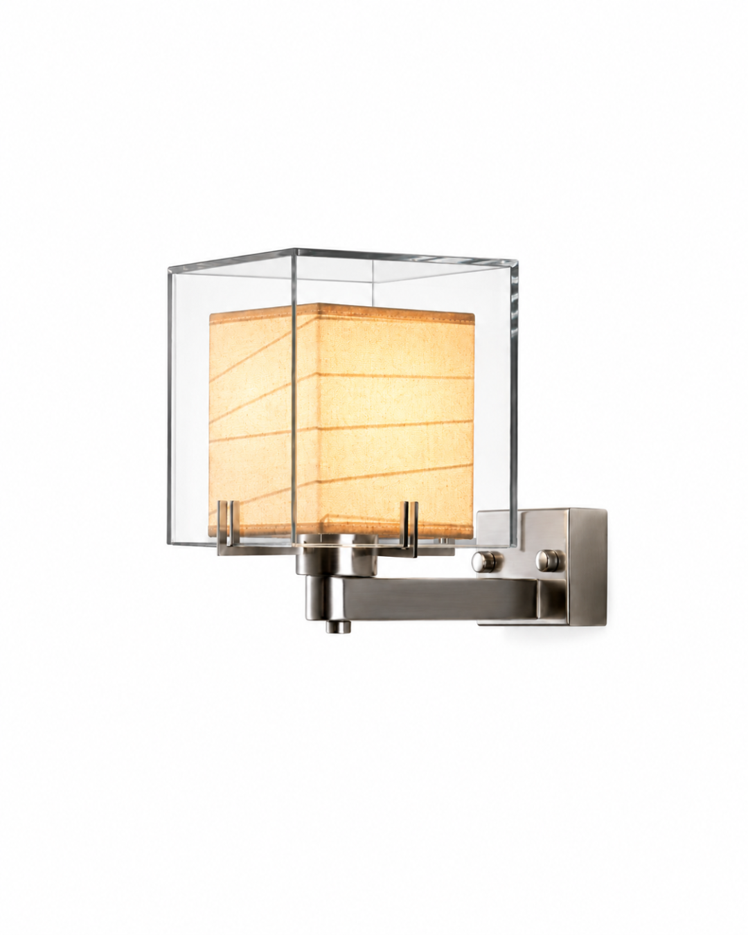 Applique murale chevet : abat-jour cube papier et structure cristal
