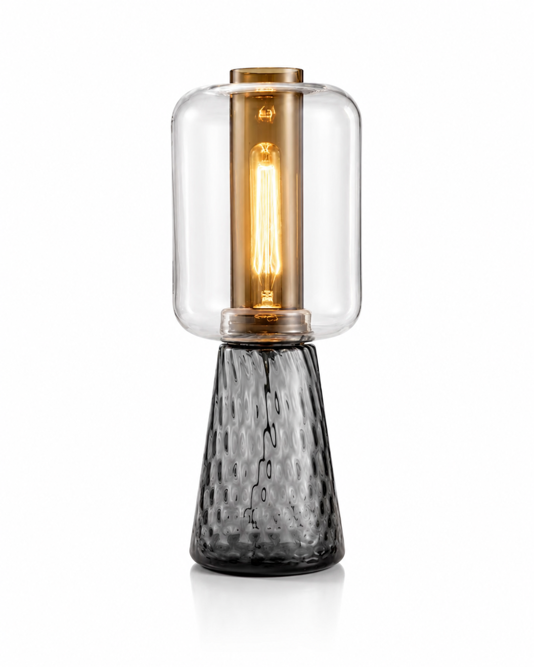 Lampe de table verre texturé : Cylindre et carafe