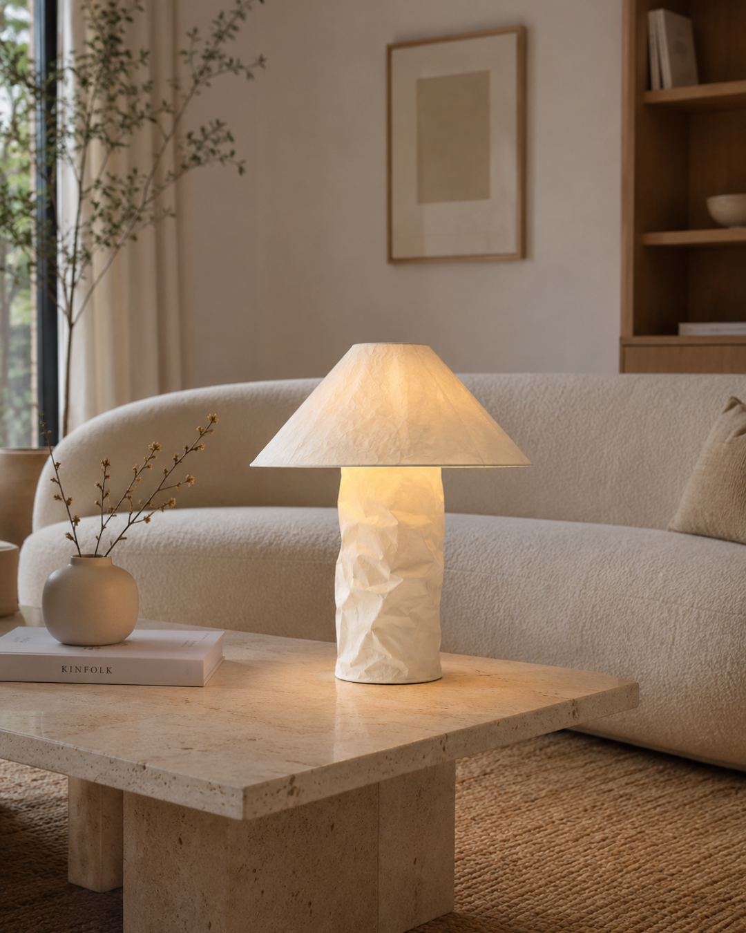 Lampe de table papier synthétique : Wabi-sabi froissé