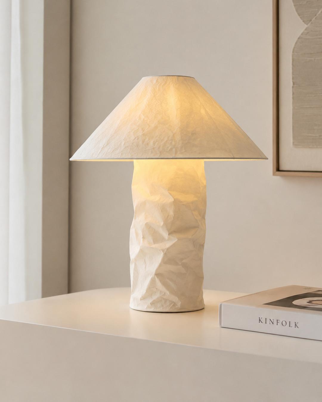 Lampe de table papier synthétique : Wabi-sabi froissé