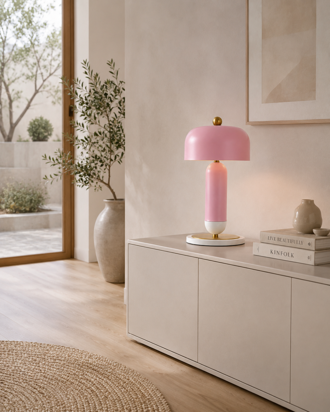 Lampe de table métal laqué : Dôme et base ovale