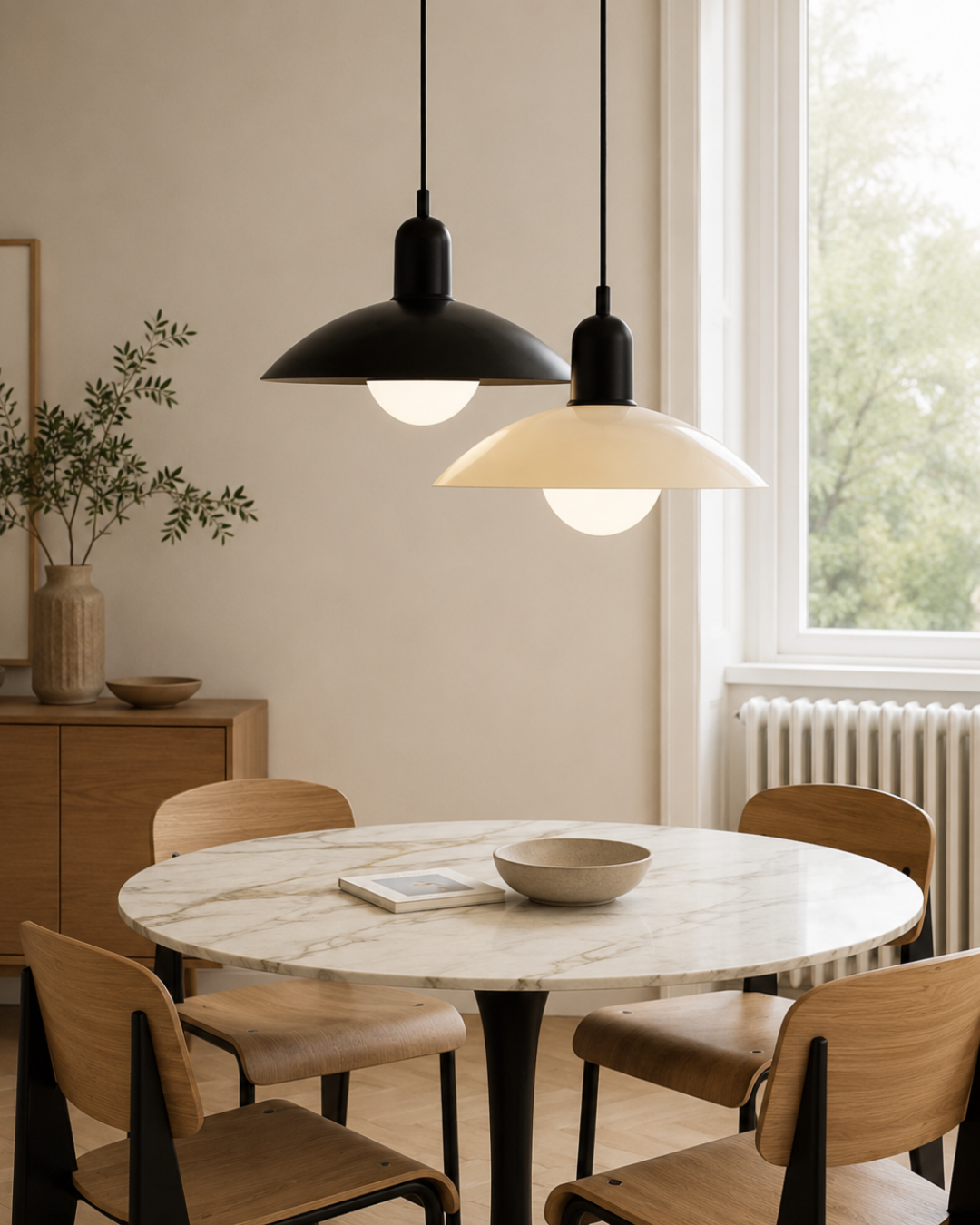 Suspension métal laqué : Demi-sphère bicolore