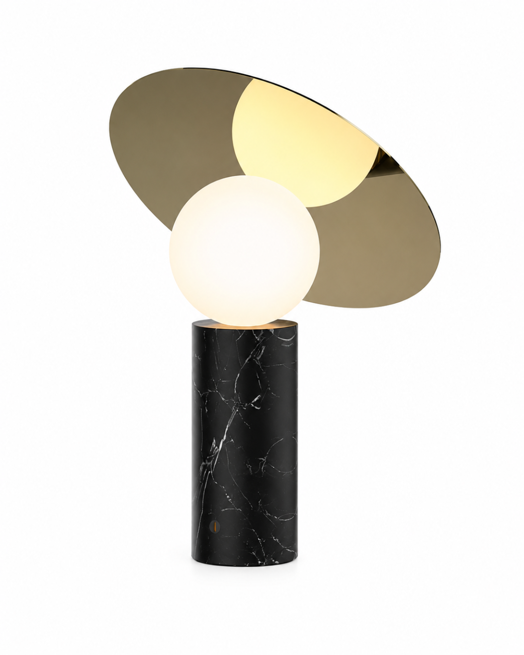 Lampe de table marbre et métal : Globe et disque