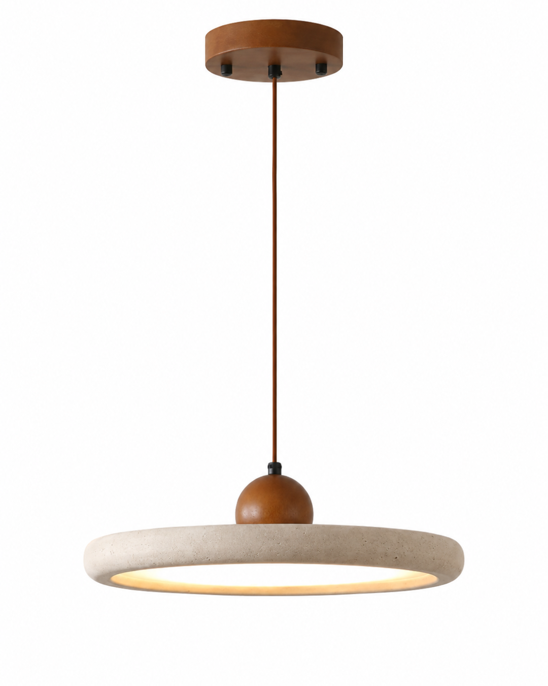 Suspension disque pierre : variateur infini et dôme bois