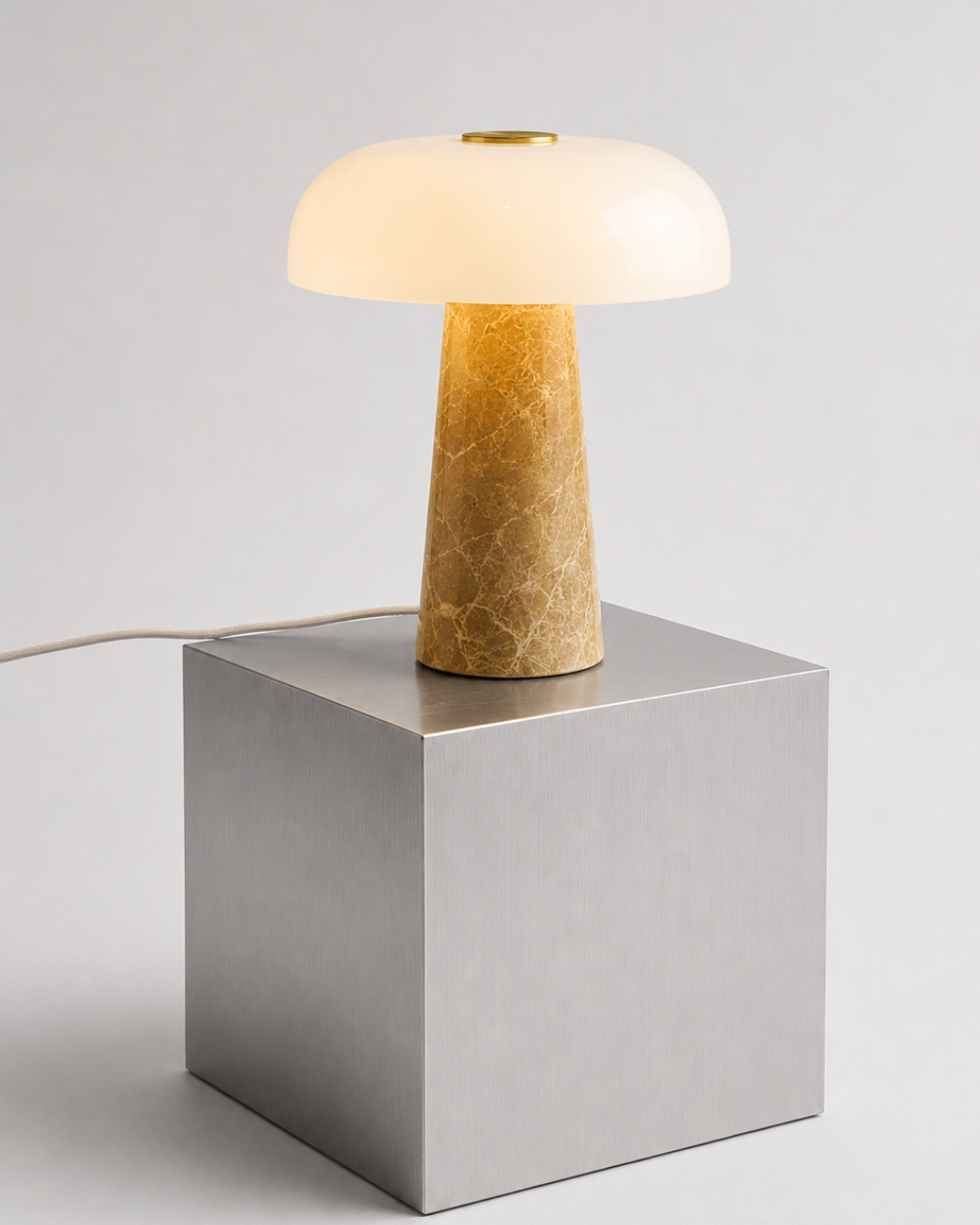 Lampe à poser champignon : marbre et verre