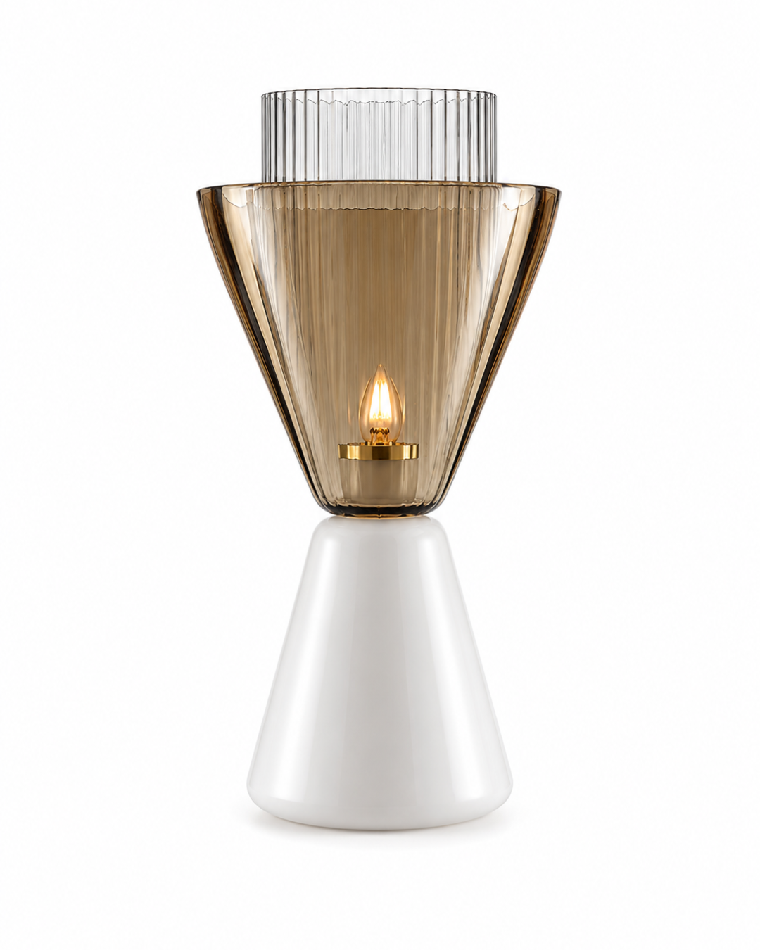 Lampe de table marbre et verre : Carafe nervurée