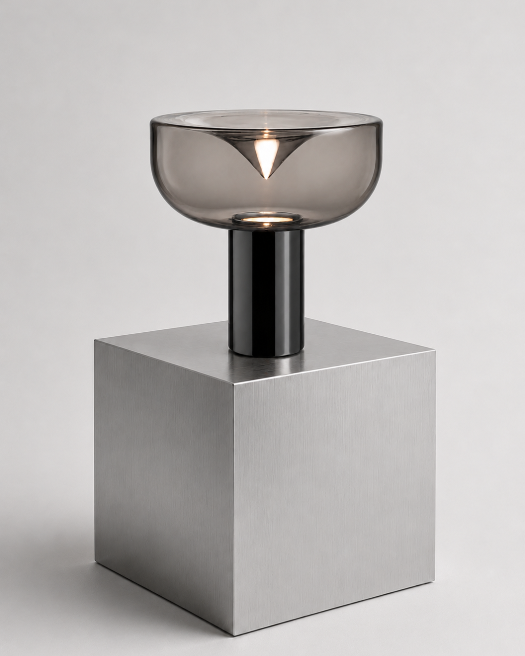 Lampe de table verre et métal : Bol lumineux