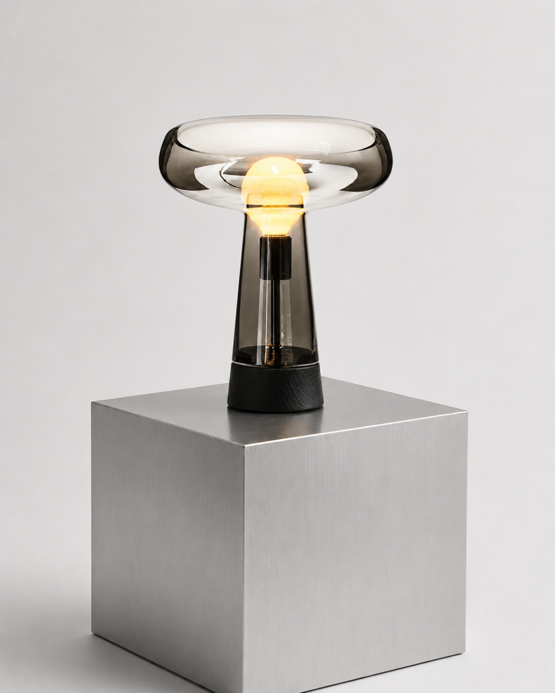Lampe de table verre et métal : Composition bleue