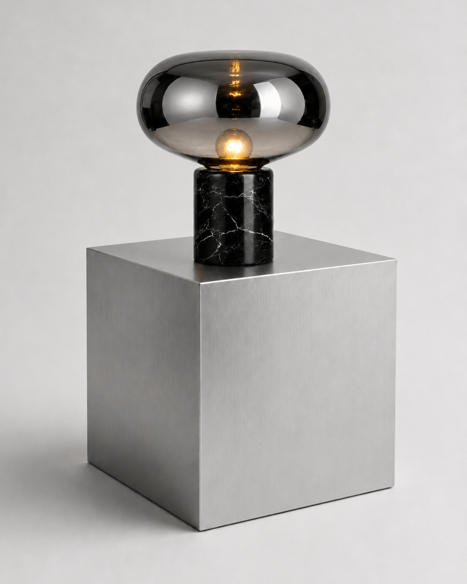 Lampe de table marbre et verre : Champignon