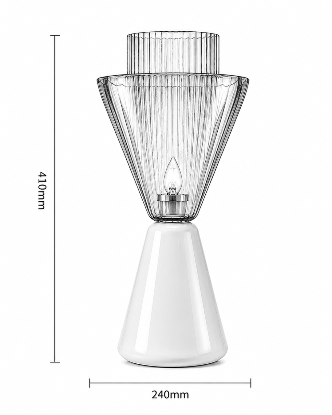 Lampe de table marbre et verre : Carafe nervurée