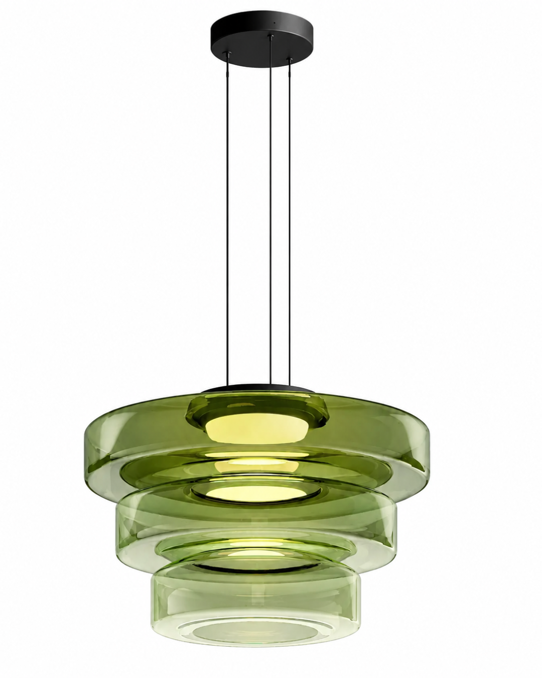 Suspension verre Wabi-sabi : Triple coupelle 25+35+45 cm