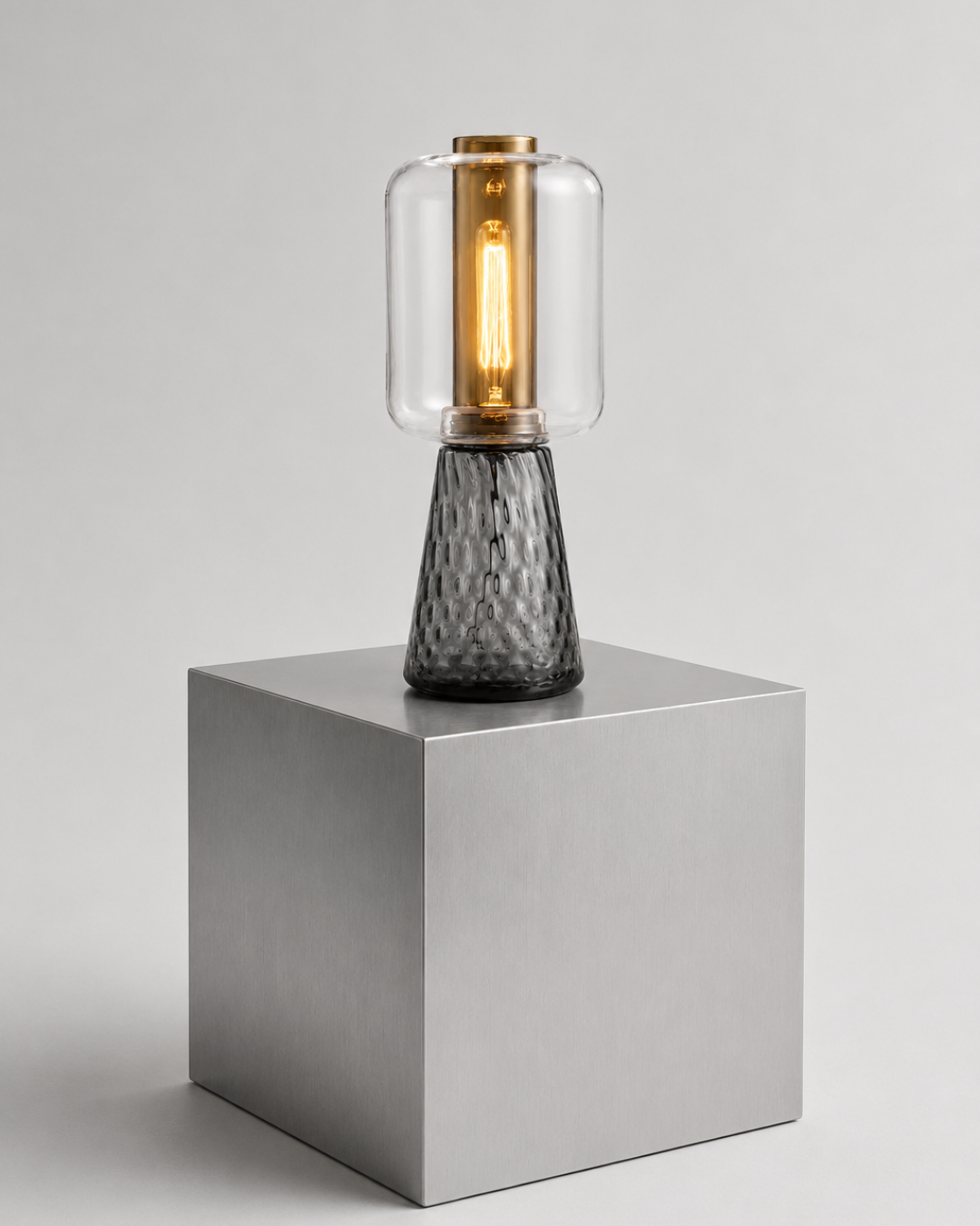 Lampe de table verre texturé : Cylindre et carafe