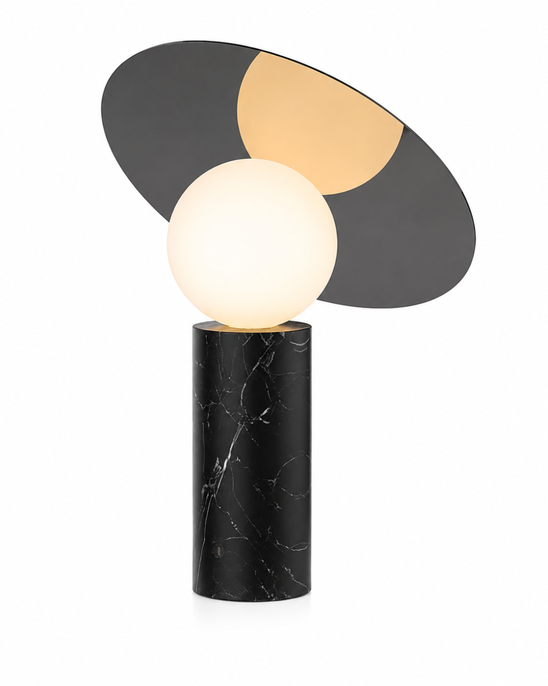 Lampe de table marbre et métal : Globe et disque