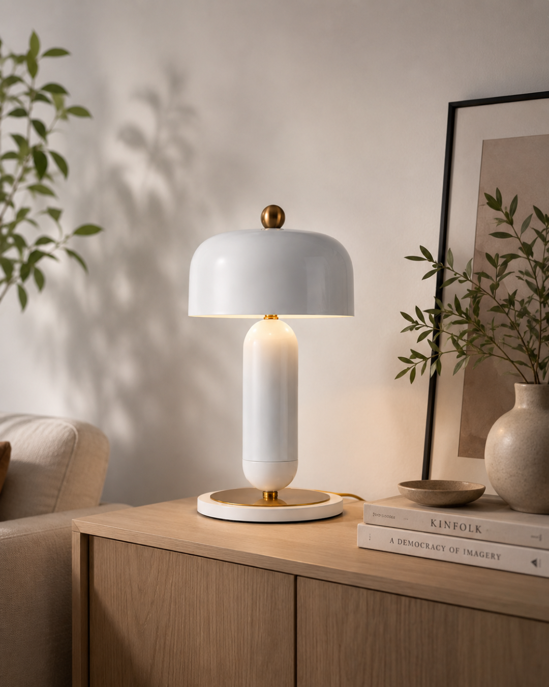 Lampe de table métal laqué : Dôme et base ovale