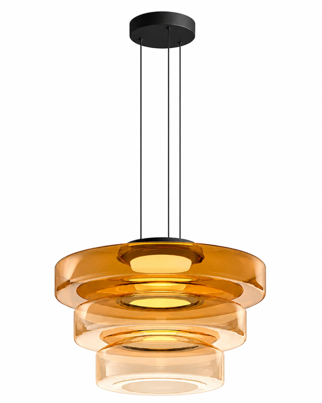 Suspension verre Wabi-sabi : Triple coupelle 25+35+45 cm