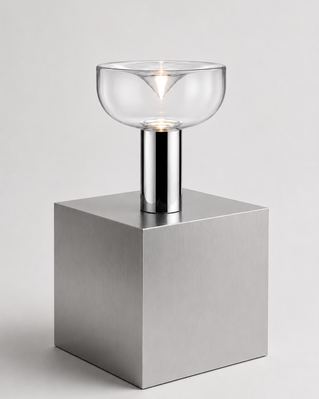 Lampe de table verre et métal : Bol lumineux