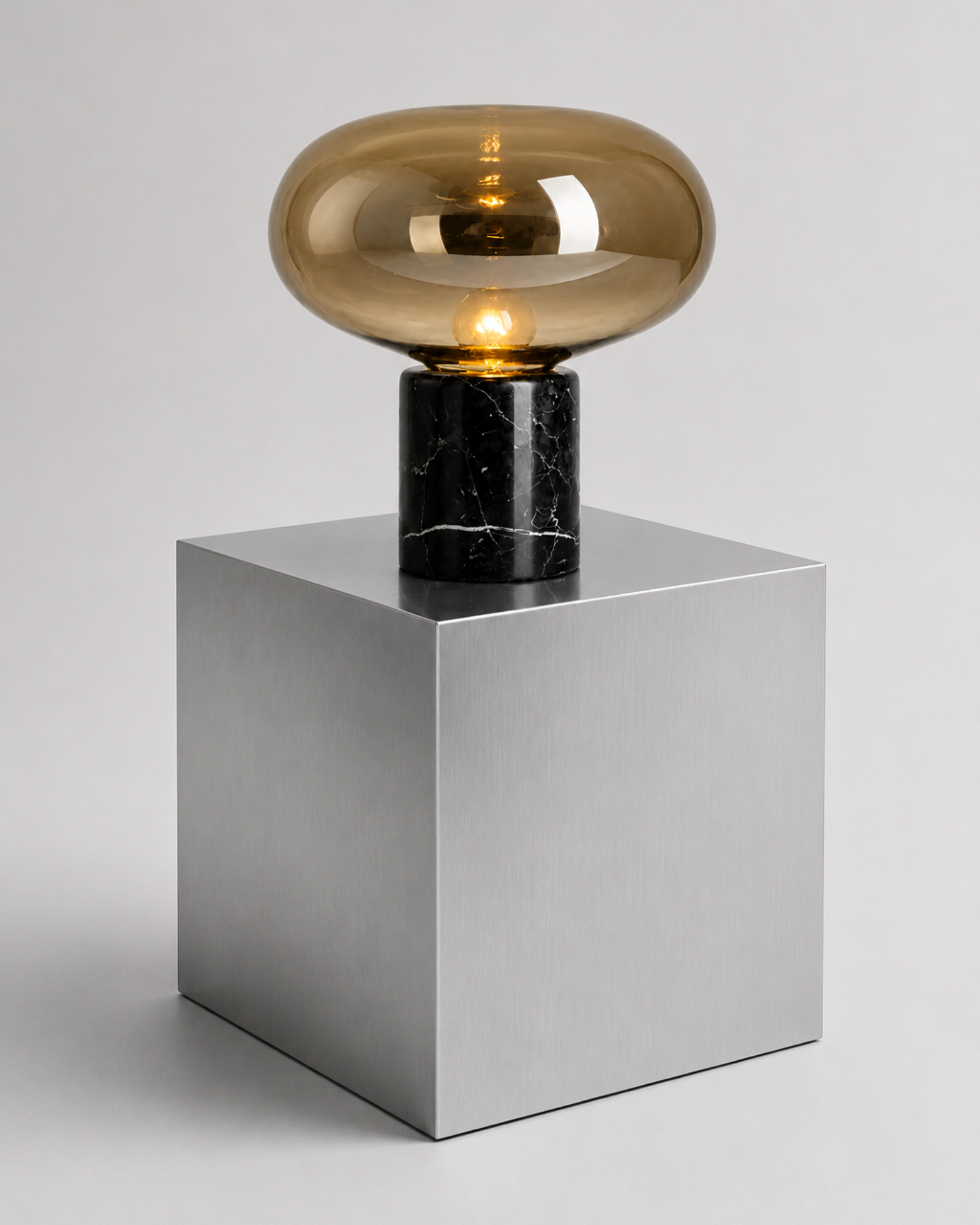 Lampe de table marbre et verre : Champignon