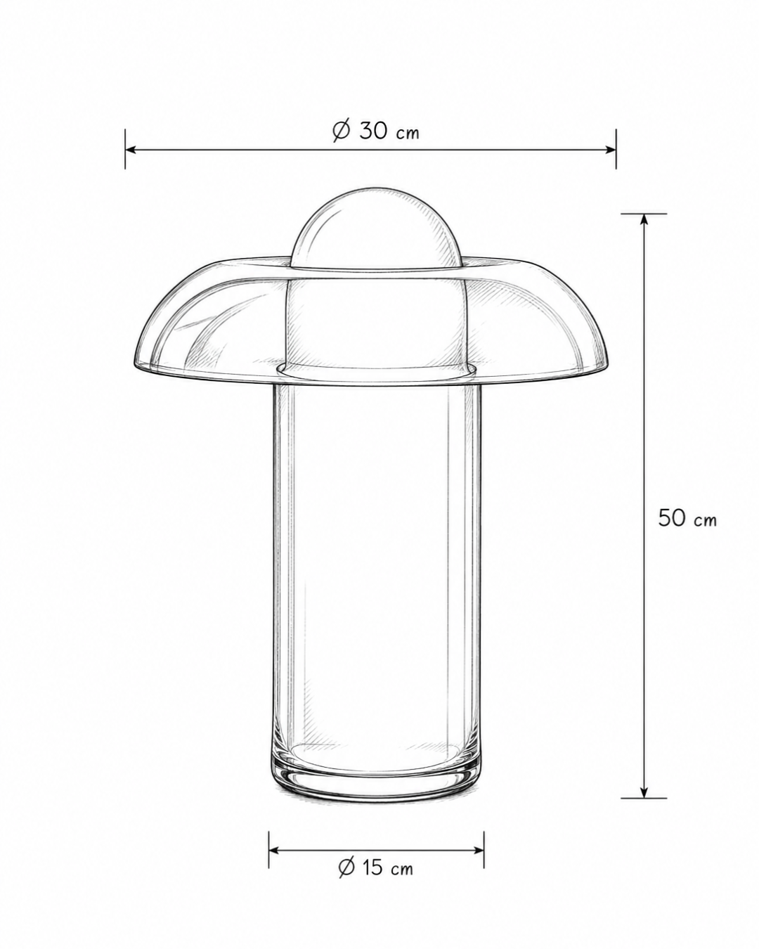 Lampe de table verre : Champignon dégradé vert fumé