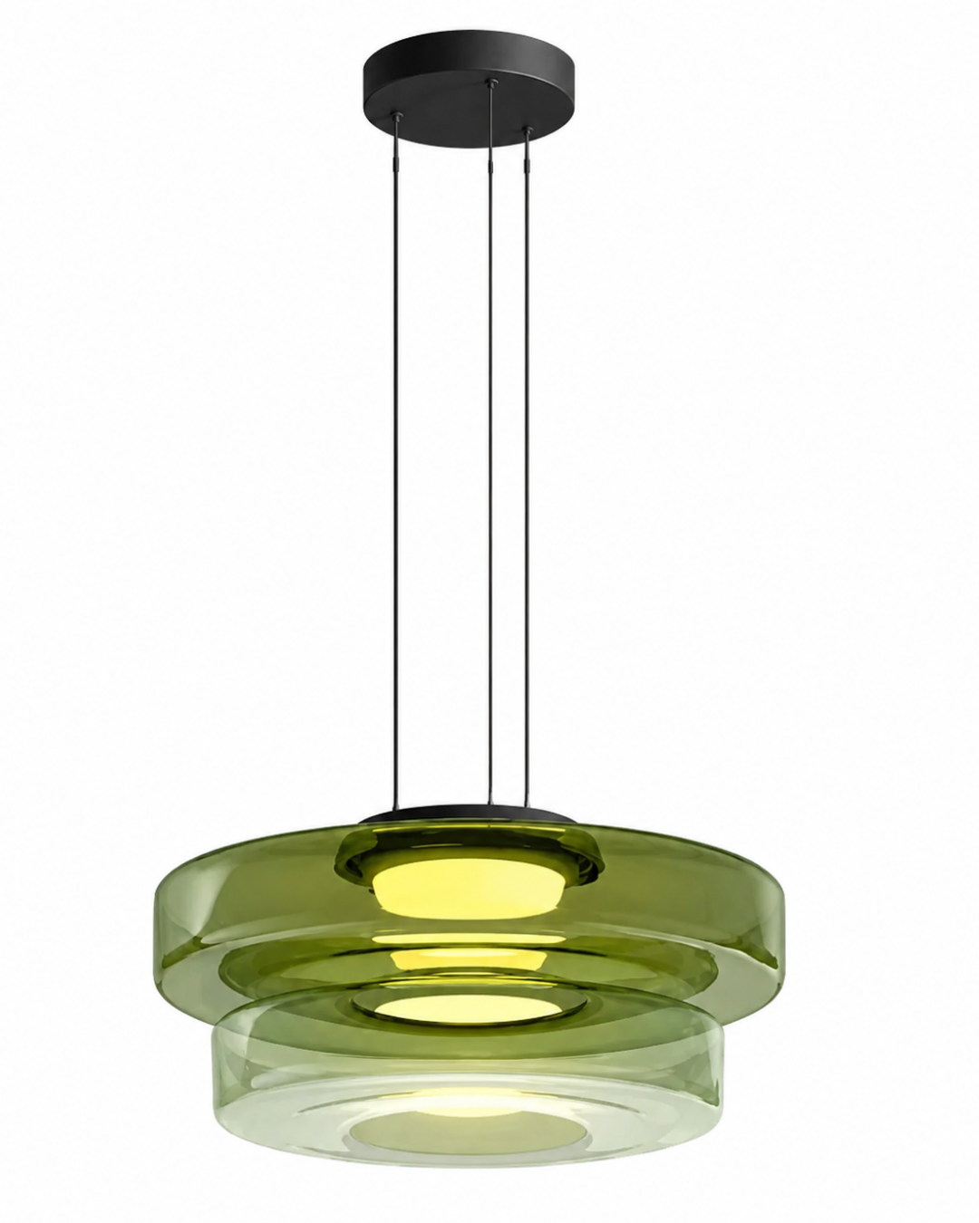 Suspension verre Wabi-sabi : Double coupelle 25+35 cm