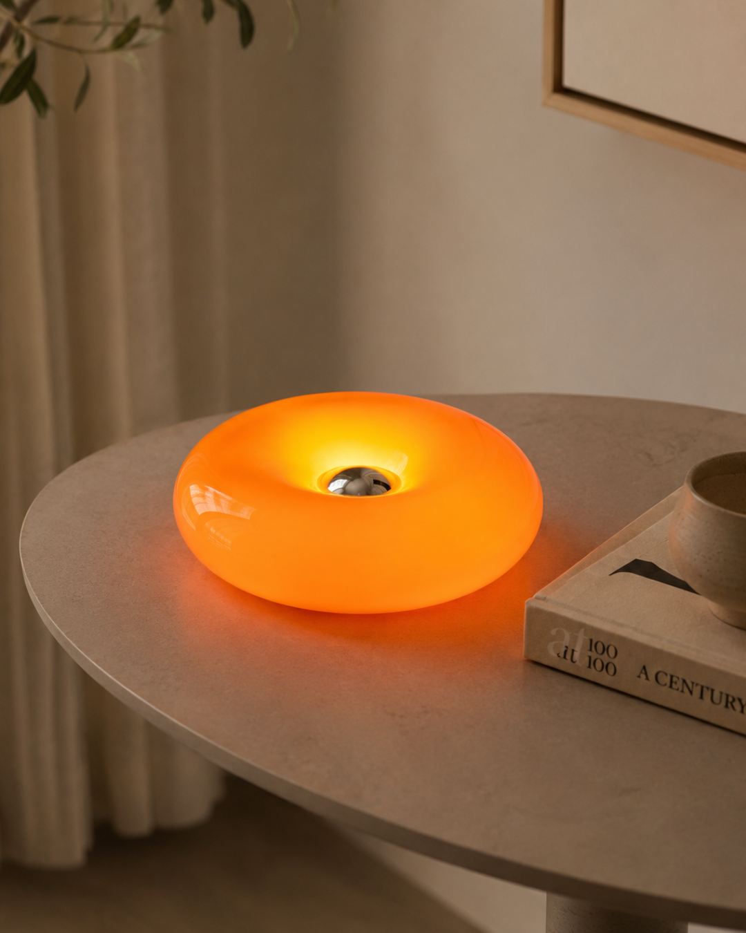 Lampe de table verre : Donut lumineux tactile