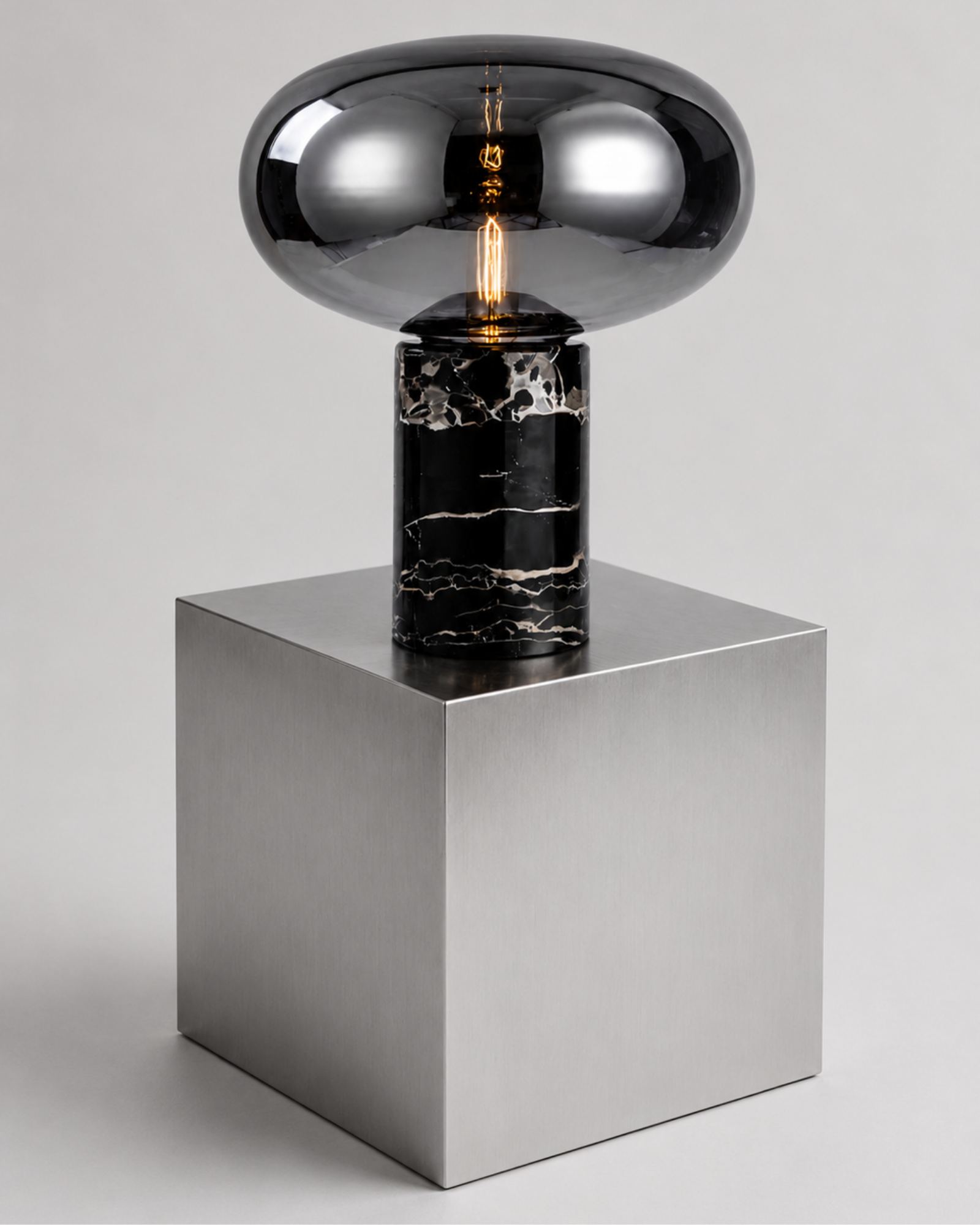 Lampe de table marbre et verre : Champignon grand format
