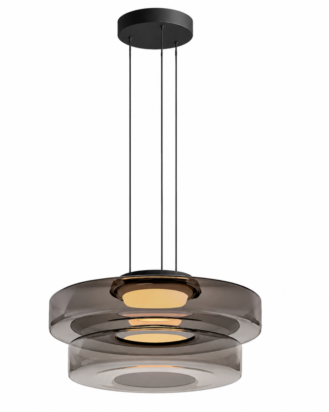 Suspension verre Wabi-sabi : Double coupelle 25+35 cm