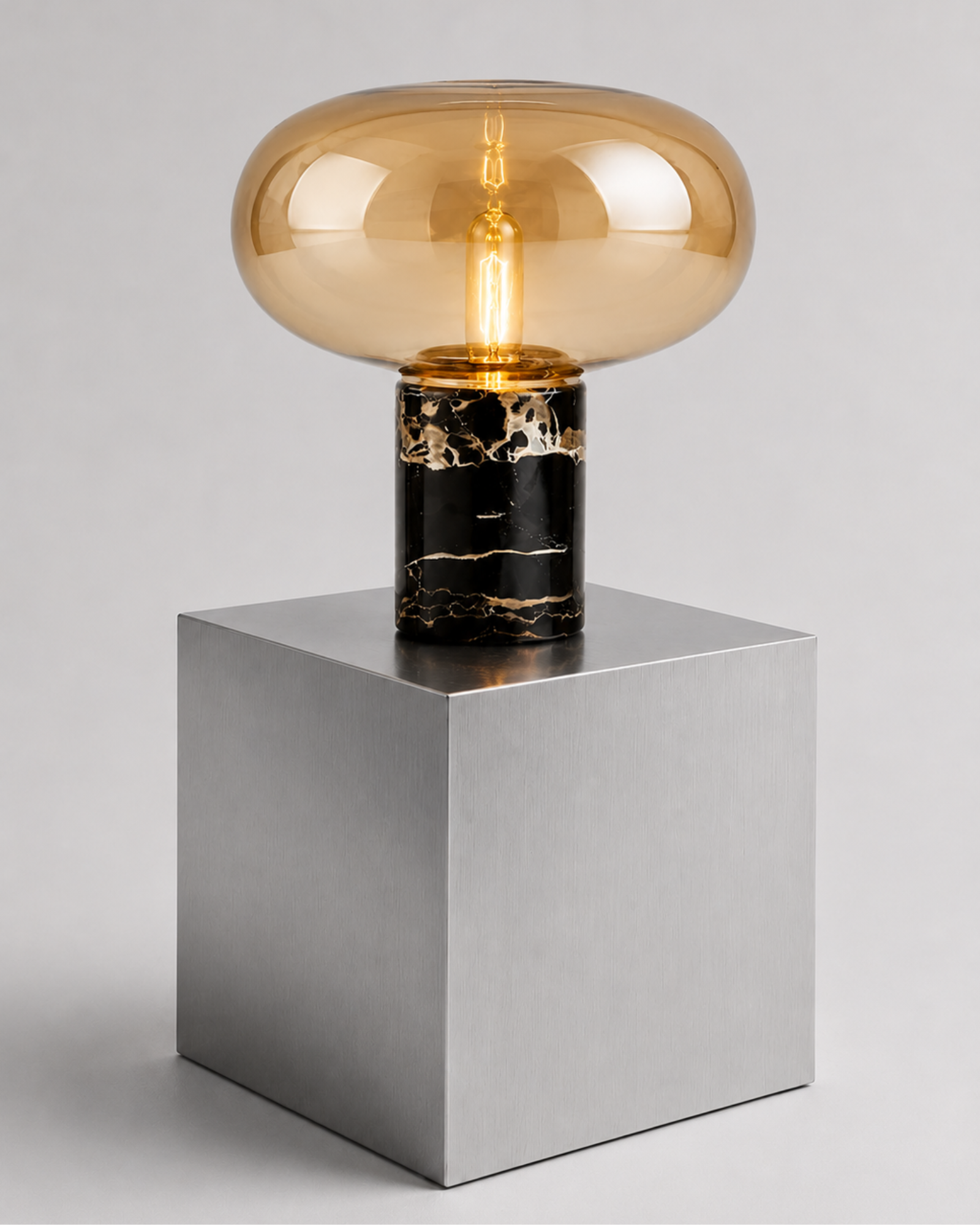 Lampe de table marbre et verre : Champignon grand format