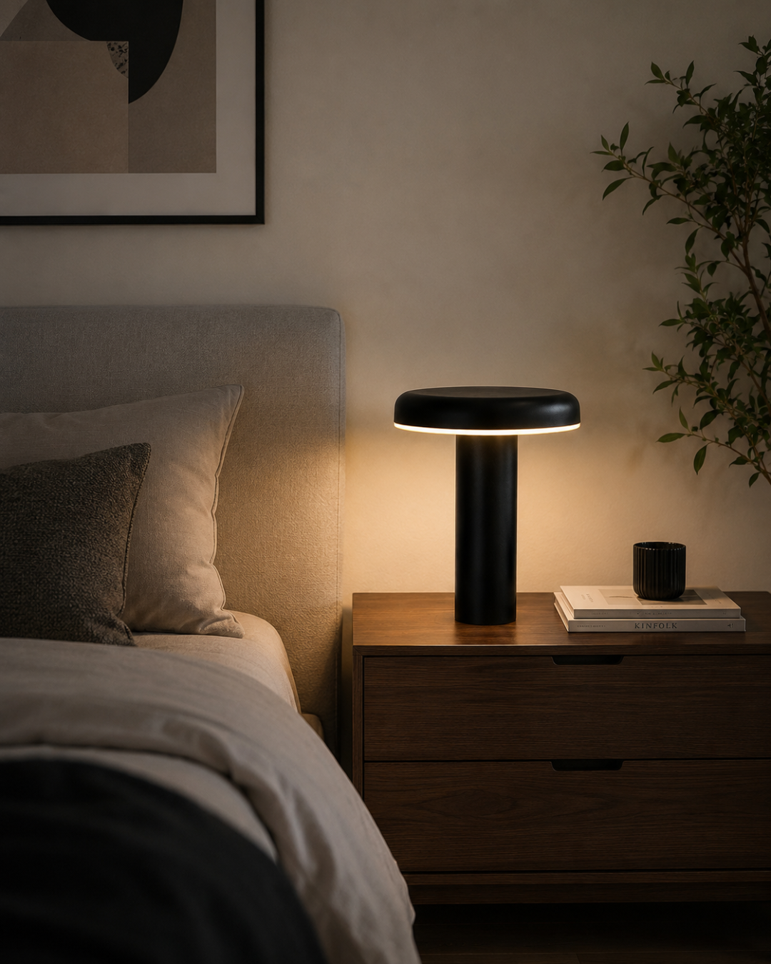 Lampe de table métal : Disque minimaliste noir