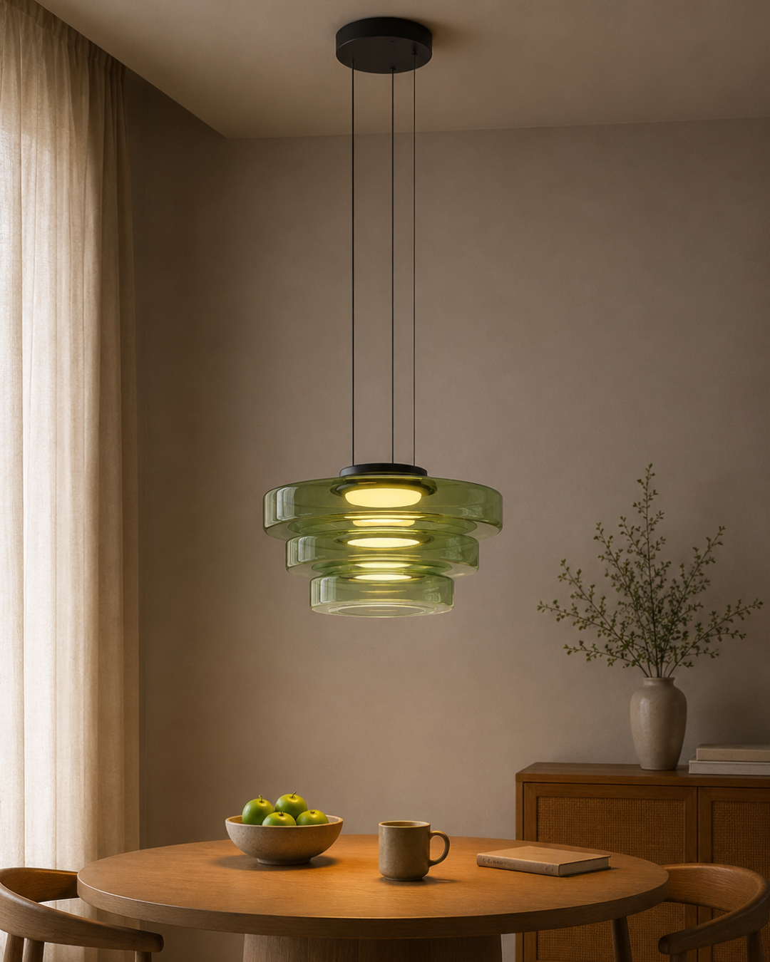 Suspension verre Wabi-sabi : Triple coupelle 25+35+45 cm