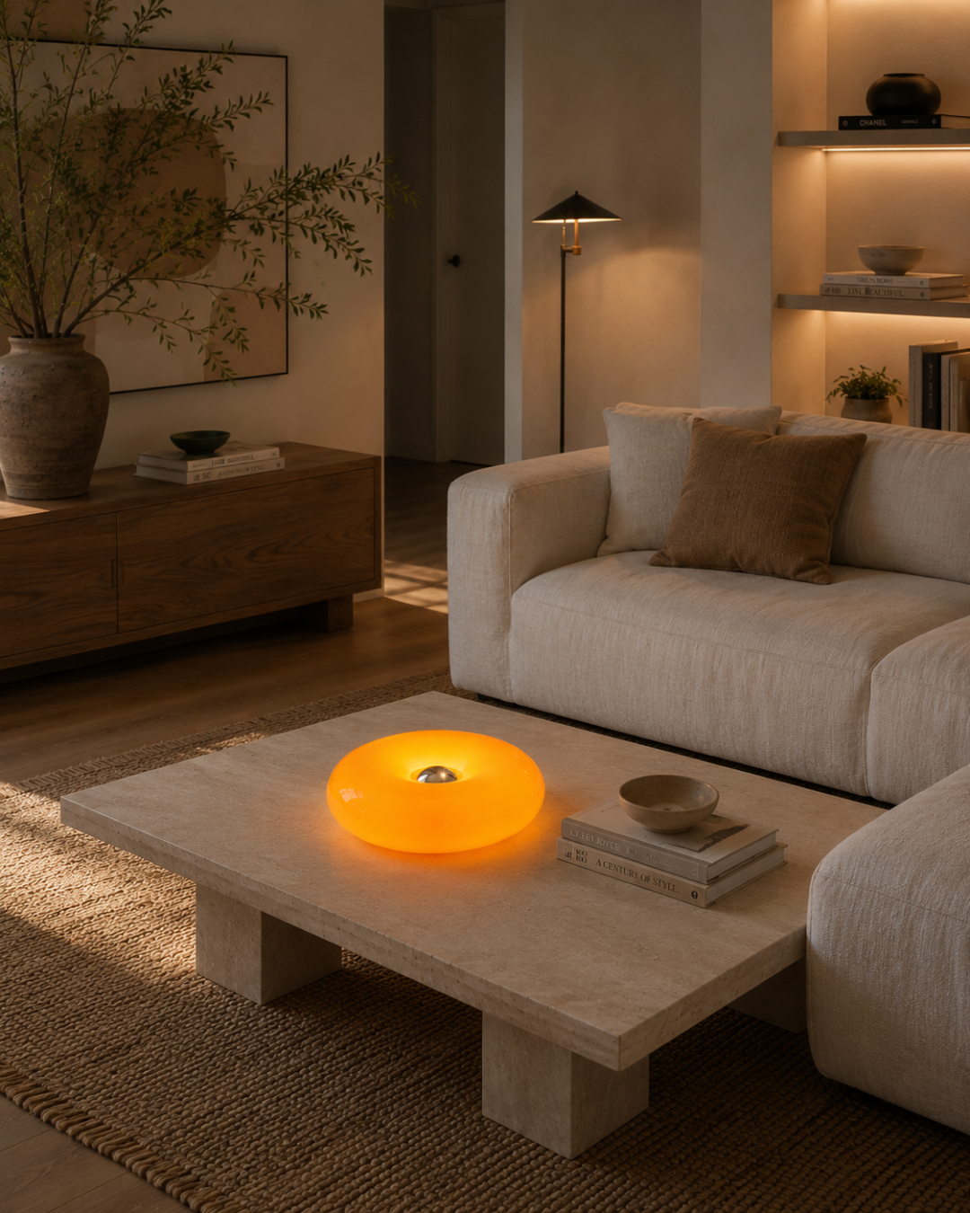 Lampe de table verre : Donut lumineux tactile
