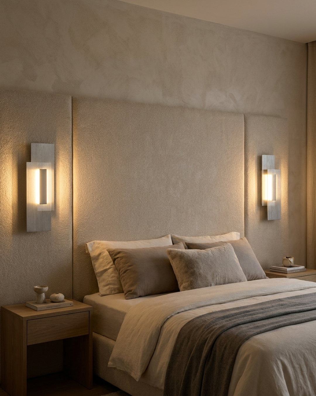 Applique murale lumière et ombre : verre cannelé et plaques décalées