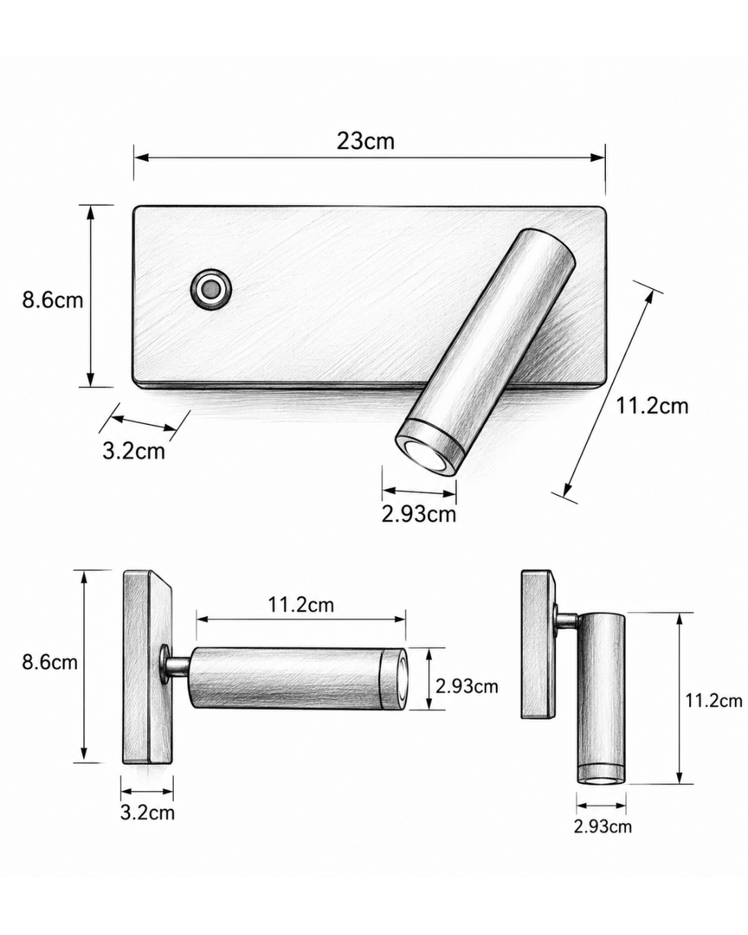 Applique murale de chevet : double éclairage et double variateur