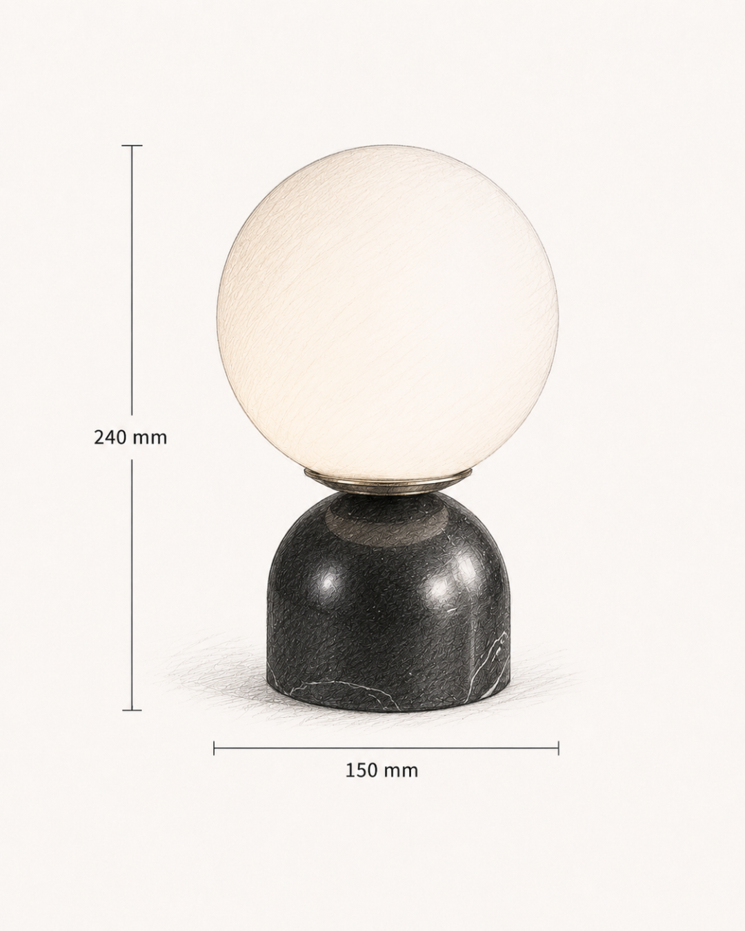 Lampe de table marbre et verre : Sphère minimaliste