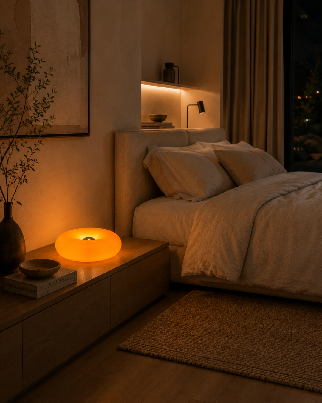Lampe de table verre : Donut lumineux tactile