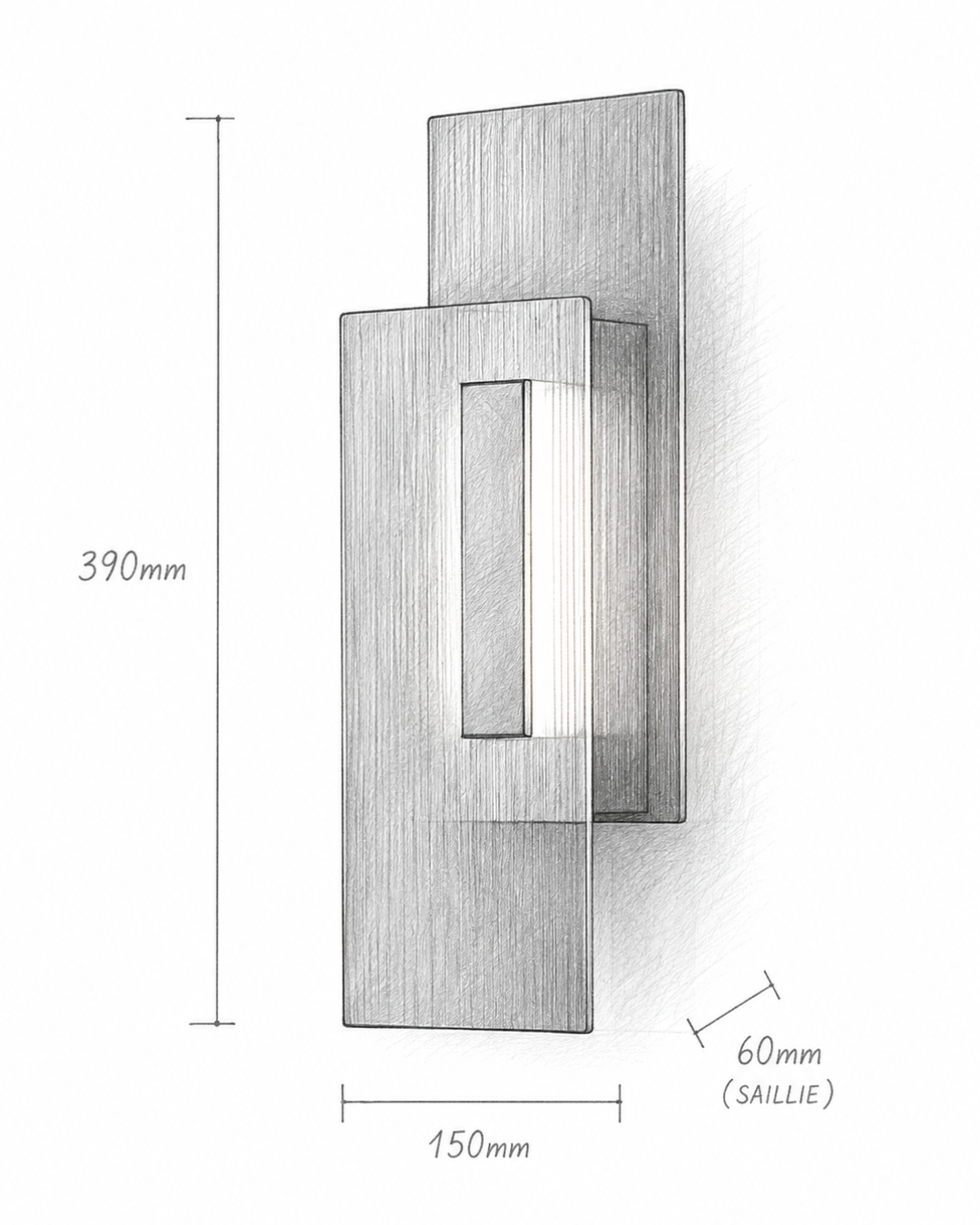 Applique murale lumière et ombre : verre cannelé et plaques décalées