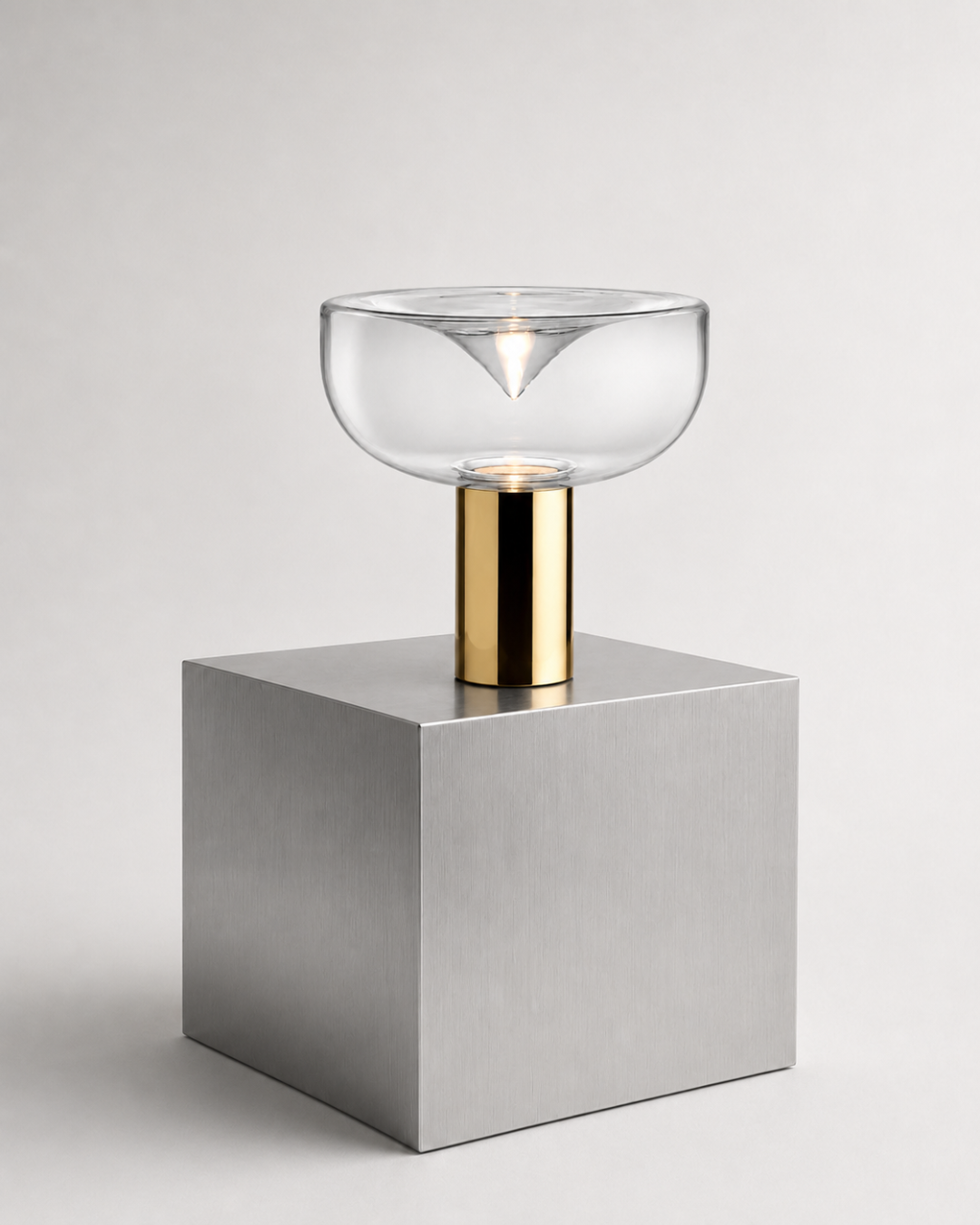Lampe de table verre et métal : Bol lumineux