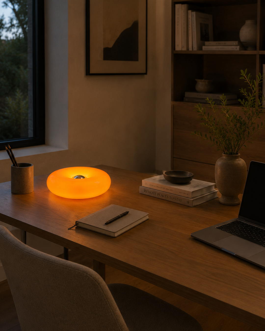 Lampe de table verre : Donut lumineux tactile