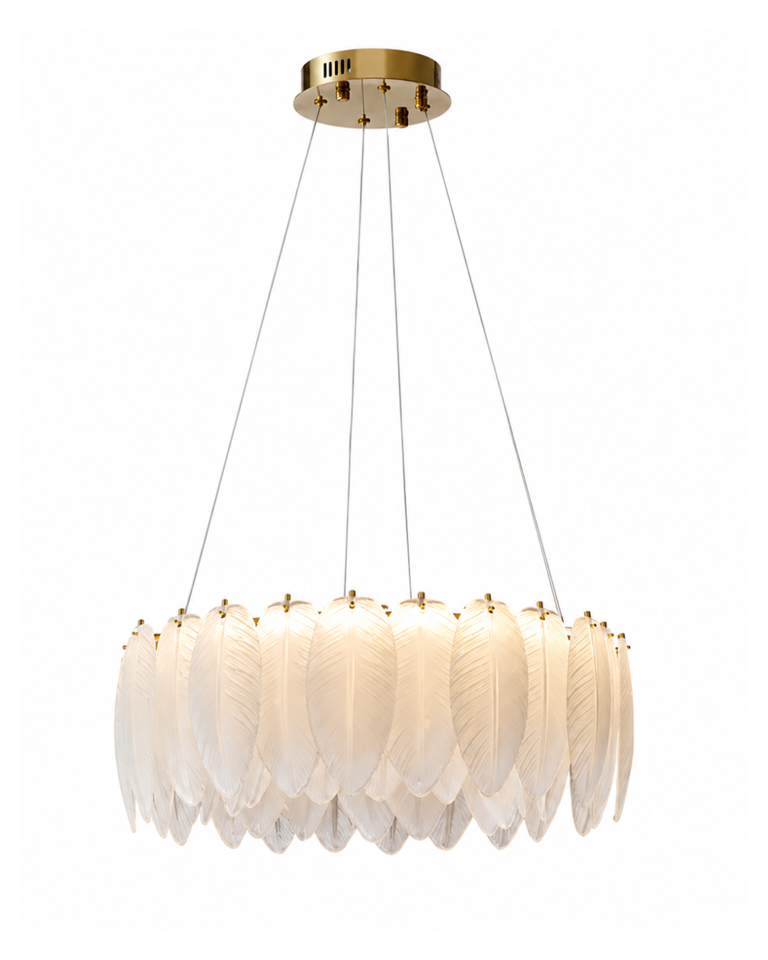 Suspension anneau plumes : finition titane et spectre complet