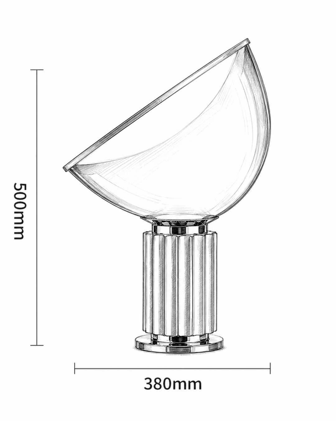 Lampe de table verre et métal : Écran incliné petit format